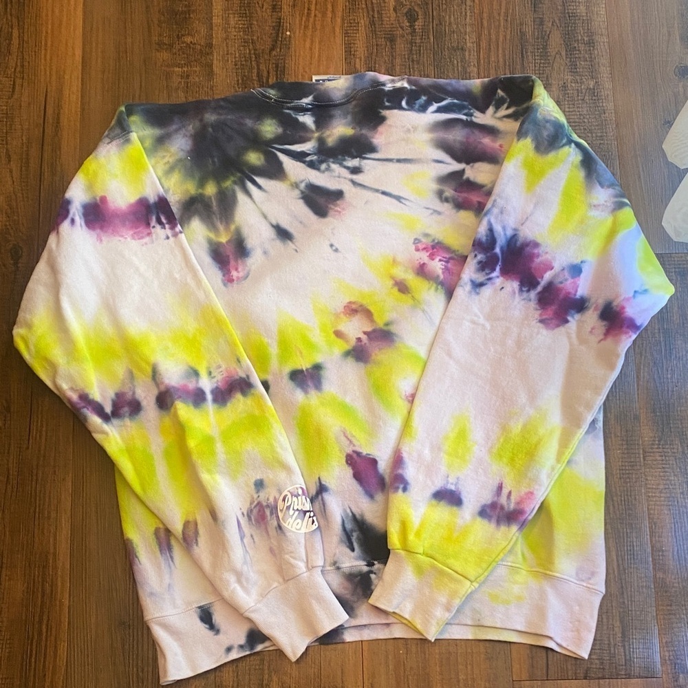 Hanes Yellow and Purple Tie-Dye Crewneck Sweater - Picture 5 of 7